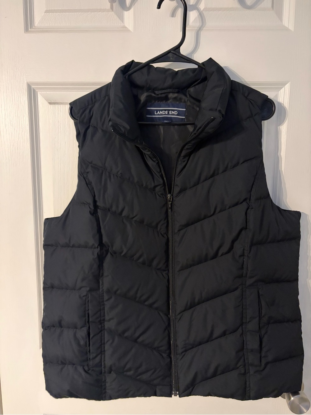 Lands' End Women's Black Quilted down and poly Puffer Vest large